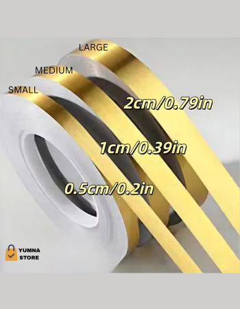 PACK OF 3 Self-Adhesive Tile Stickers & Seam Sealing Tape – Waterproof Golden & Silvery Floor, Wall, and Corner Trim Decoration 
