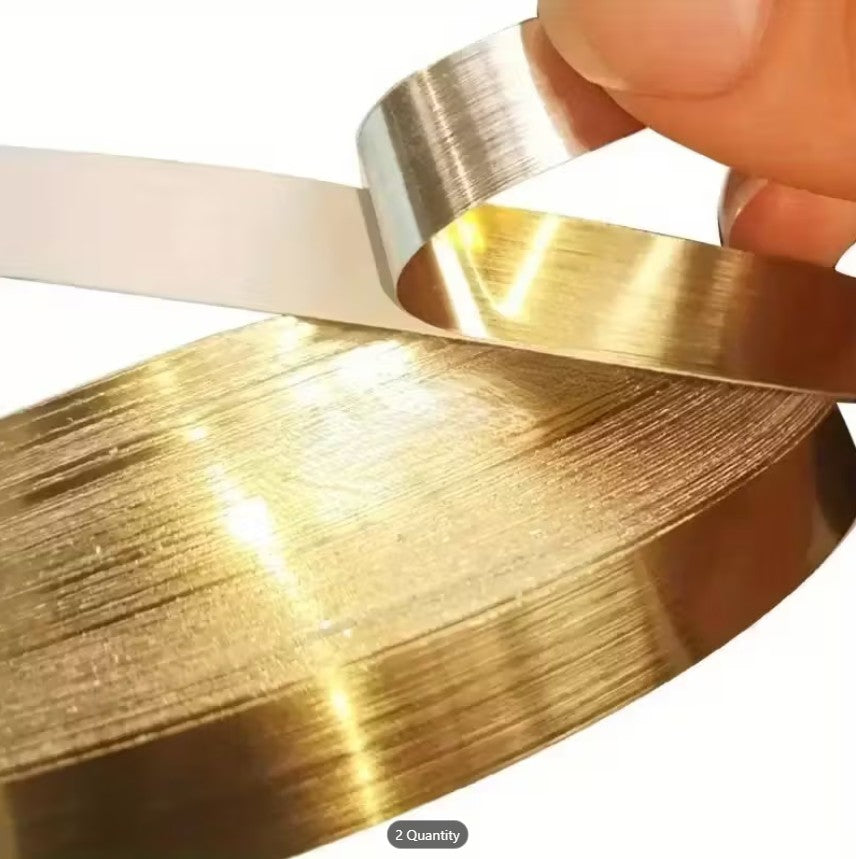 PACK OF 3 Self-Adhesive Tile Stickers & Seam Sealing Tape – Waterproof Golden & Silvery Floor, Wall, and Corner Trim Decoration 