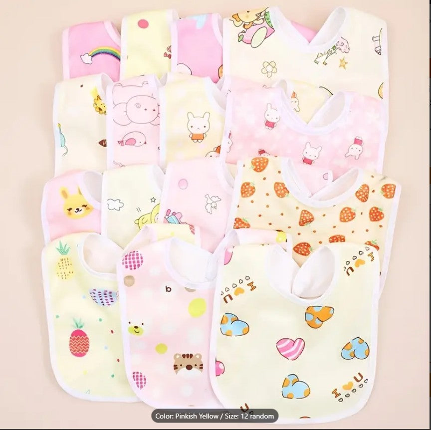 PACK OF 6 U-Shaped Absorbent Saliva Towel | Newborn Feeding Drool Bib & Burp Cloth Scarf for Boys & Girls-Random Color Baby Bib