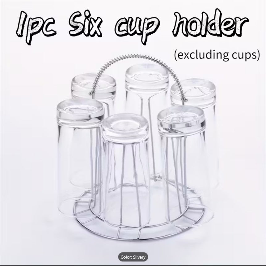 Stainless Steel Glass & Cup Storage Rack – Multi-Compartment Kitchen Draining & Drying Stand for Mugs and Glasses (Rack Only)