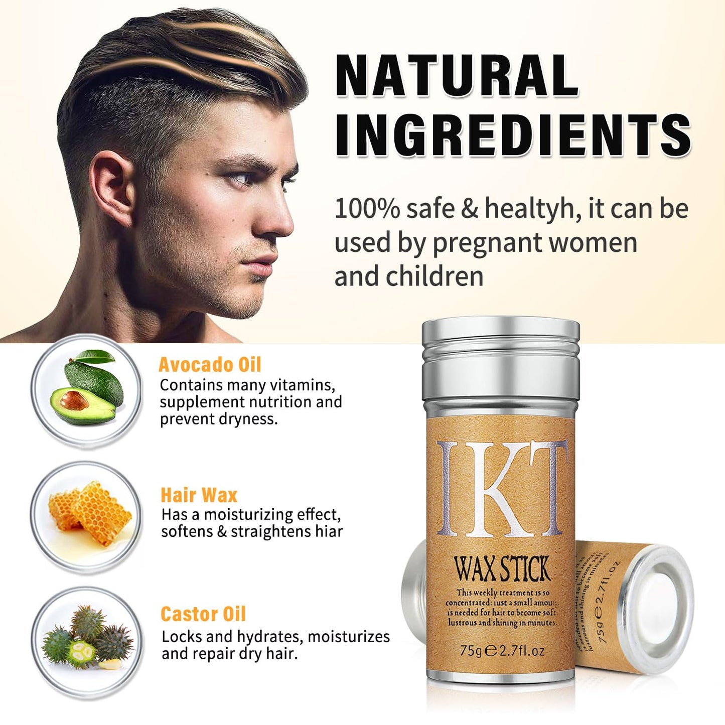 Pack Of 2 IKT Hair Gel Wax Stick | Gel-Based Hair Styling Wax for Women & Kids