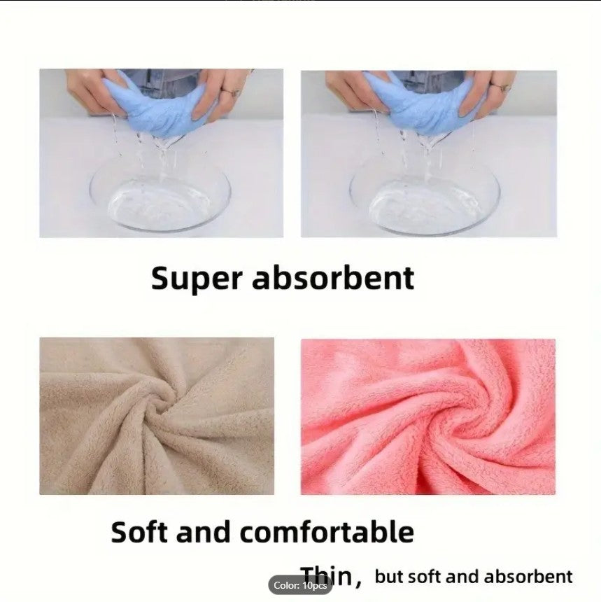 PACK OF 10 Premium Small Hand Towels & Face Towels | Multicolored Dyed Embossed Towels | Soft Quick-Dry Coral Velvet Wash Cloths