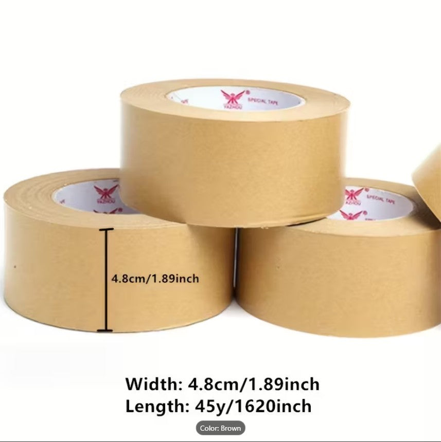 Large Roll Heavy-Duty Kraft Paper Tape – Extra Strong Adhesive, No Residue, Easy Tear Packaging & Shipping Tape