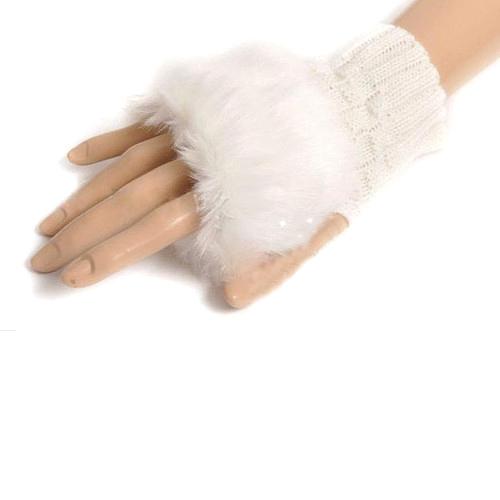 Women’s Plush Fleece-Lined Half-Finger Gloves
