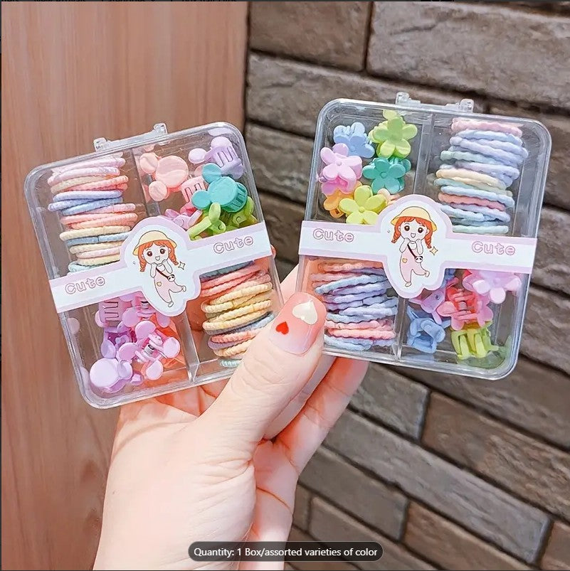 Children's Cute Candy Cartoon Rubber Bands & Girls Colorful Elastic Hair Bands Box