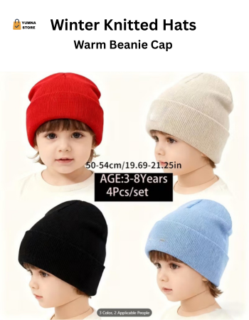 Cozy Knitted Beanie for Unisex Teens & Babies – Soft, Warm Winter Hat