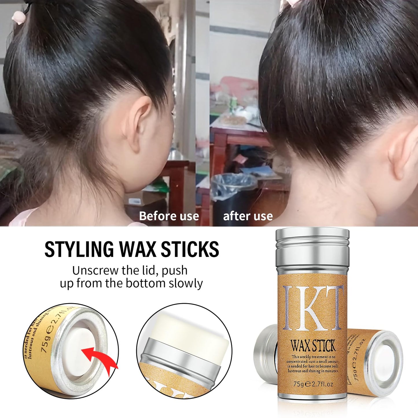 Pack Of 2 IKT Hair Gel Wax Stick | Gel-Based Hair Styling Wax for Women & Kids