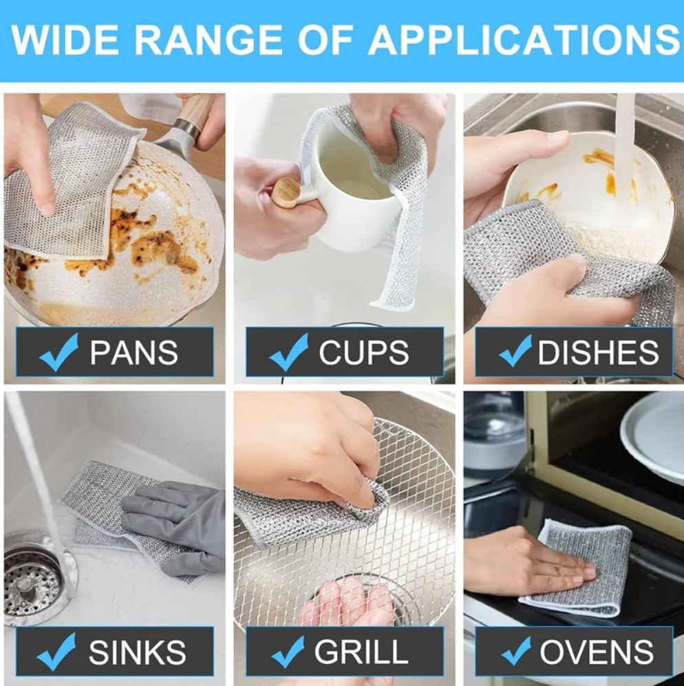 Magic Dishcloth – Metal Wire Cleaning Cloth for Kitchen, Pots & Silver Dish Washing