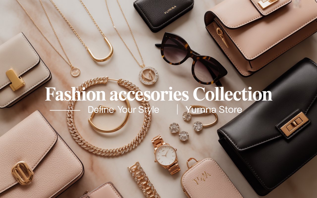 Complete your look with Yumna Store’s Fashion Accessories Collection — featuring elegant jewelry, trendy bags, stylish wallets, designer purses, watches, sunglasses, bangles, and anklets.