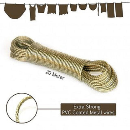 20 Meters Strong Wet Cloth Laundry Rope Coated Metal Cloth Drying Wire