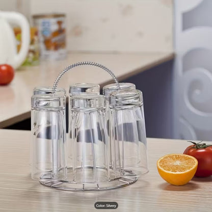 Stainless Steel Glass / Cup Storage Rack – Multi-Compartment Draining & Drying Stand for Mugs and Glasses (with out glasses & cups )
