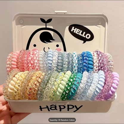 Candy-Colored Spiral Hair Ties for Women – Telephone Wire Elastic Phone Cord Hair Bands | Stylish, Tangle-Free & Gentle Hair Accessories