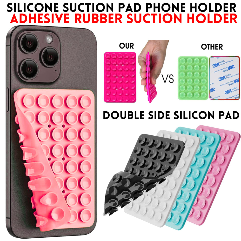 Double Side Silicone Suction Pad Phone Holder Self - Adhesive Rubber Suction Holder Silicon Square Phone Case Silicon Pad For Phone - Compatible With All Mobiles & Tablets