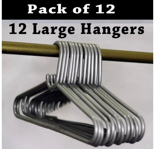 Pack of 12 Hangers - Good Quality Plastic Gray Hangers for Clothes