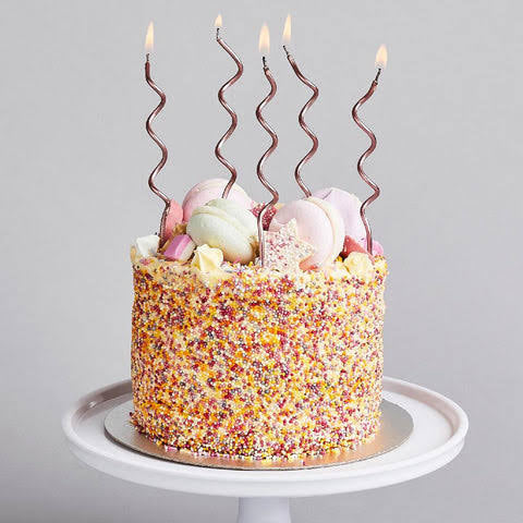 Pack of 6 Curly Candle's Mettalic Twisty Birthday Candles Set Happy Birthday candles For Cake Party Decoration