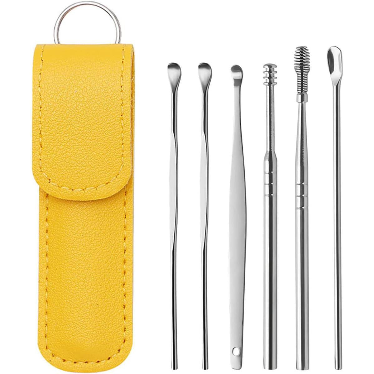 Ear Wax Cleaning Kit 6 Pcs Ear Pick Tools, Wax Removal Kit, Ear Cleaning Tool Set, Spring Earwax Cleaner Tool for Children and Adult Multicolor
