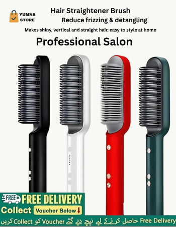 2-in-1 Heated Styling Brush – Anti-Frizz Hair Smoothing & Curling Tool for Home or Trave