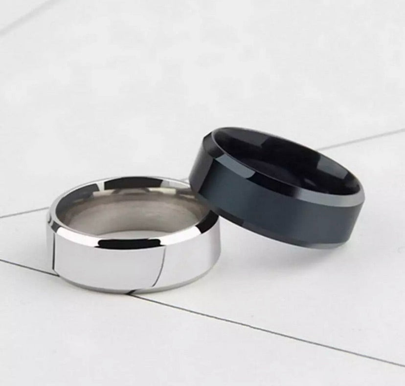 Premium rendom Minimalist Band Rings for Men - Silver & Matte Black