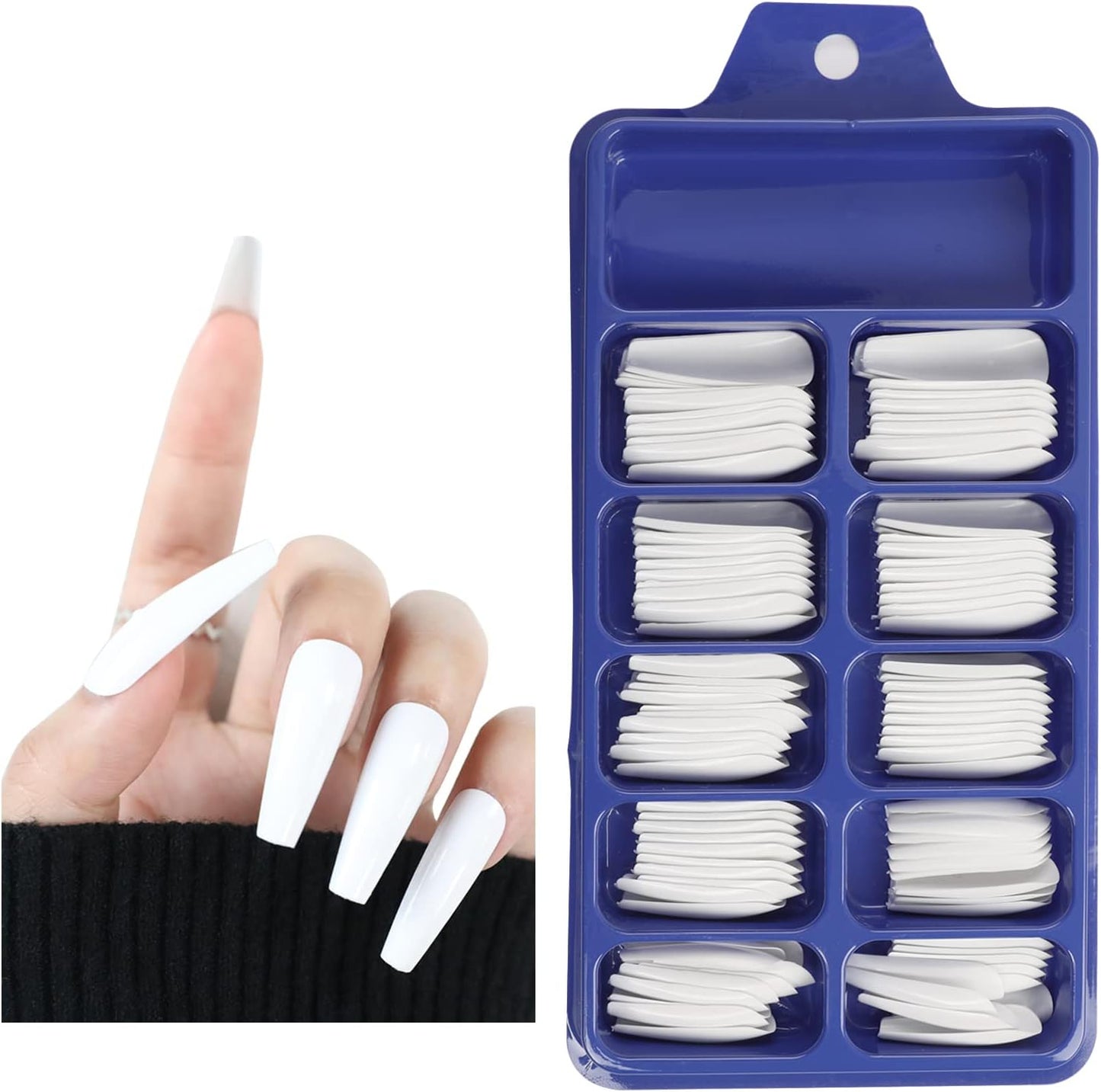 100 pcs Transparent/White Ballerina Fake Nails Coffin/Square/Almond Artificial Nails Medium Size Acrylic Nails for Nail