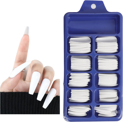 100 pcs Transparent/White Ballerina Fake Nails Coffin/Square/Almond Artificial Nails Medium Size Acrylic Nails for Nail