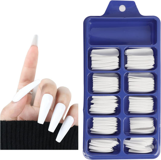 100 pcs Transparent/White Ballerina Fake Nails Coffin/Square/Almond Artificial Nails Medium Size Acrylic Nails for Nail