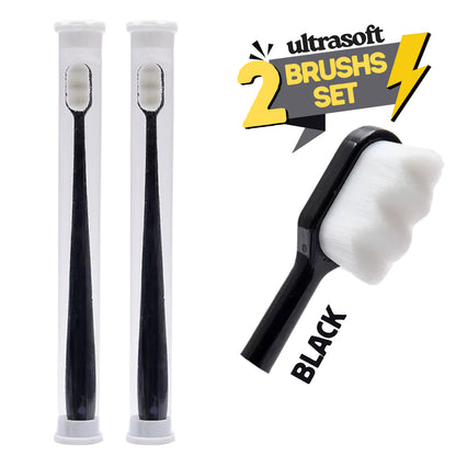 2PCS Ultra Soft Nano Bristle Toothbrush – Million Micro Fibers for Sensitive Teeth & Gums, Deep Clean & Whitening, Antibacterial Gum Care, Thick Wave Head, Ergonomic Non-Slip Handle – Tooth Brush for Adults, Braces & Implants
