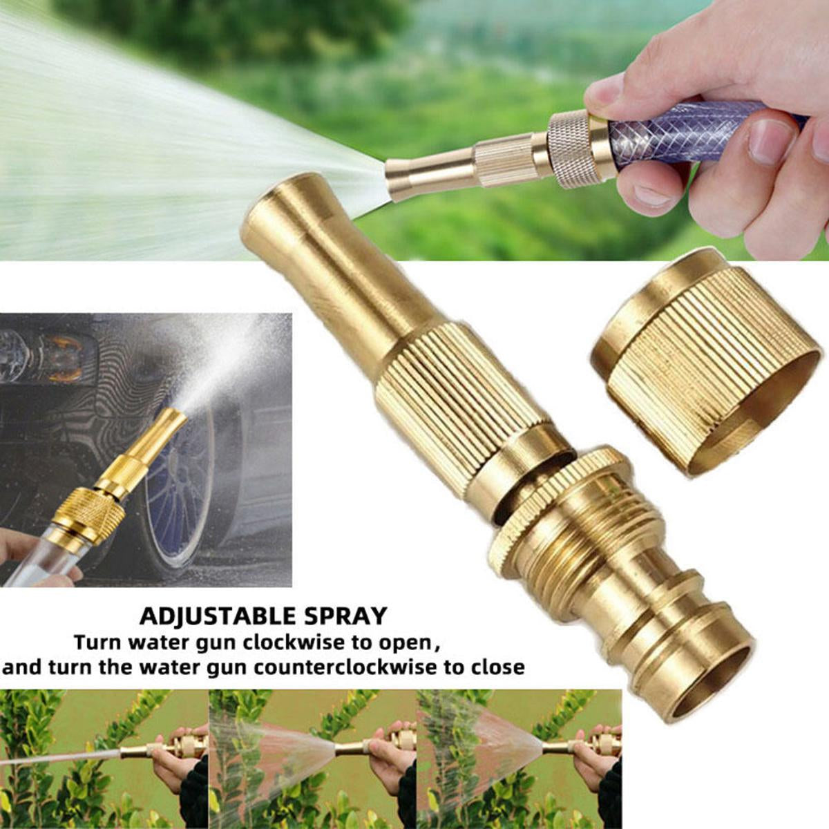 Water Nozzle Garden Spray Gu-n 4 Mode High Pressure Bra-ss Direct Nozzle Booster Adjustable Hose Nozzle Garden Brass Spray Nozzle Hose Nozzle Spray Adapter