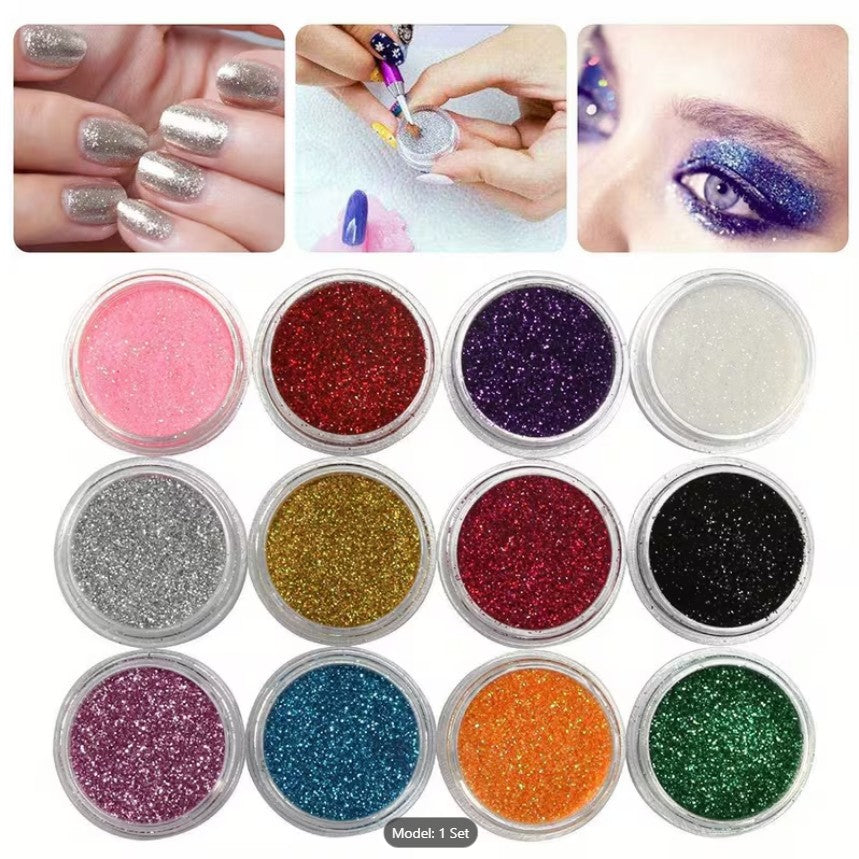 Glitter Eyeshadow Palette | 24 Vibrant Metallic Shades | Waterproof & Long-Lasting Shimmer Powder for Eye Makeup, Nail Art & Shiny Lip Gloss