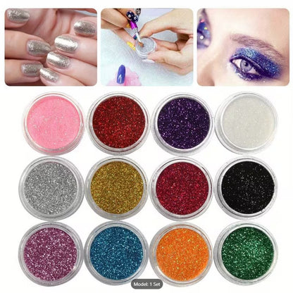 Glitter Eyeshadow Palette | 24 Vibrant Metallic Shades | Waterproof & Long-Lasting Shimmer Powder for Eye Makeup, Nail Art & Shiny Lip Gloss