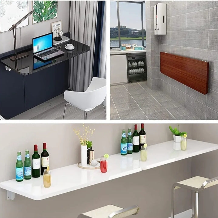 Multipurpose Wall Mounted Folding Table – Space-Saving Wooden Laptop & Office Desk for Home, Kitchen & Study