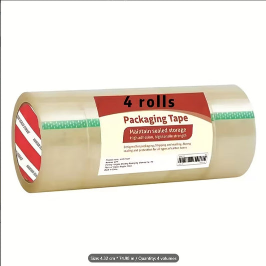 Heavy-Duty Transparent Packaging Tape – Strong Adhesive Clear Shipping & Sealing Tape for Boxes, Moving, Office & Home