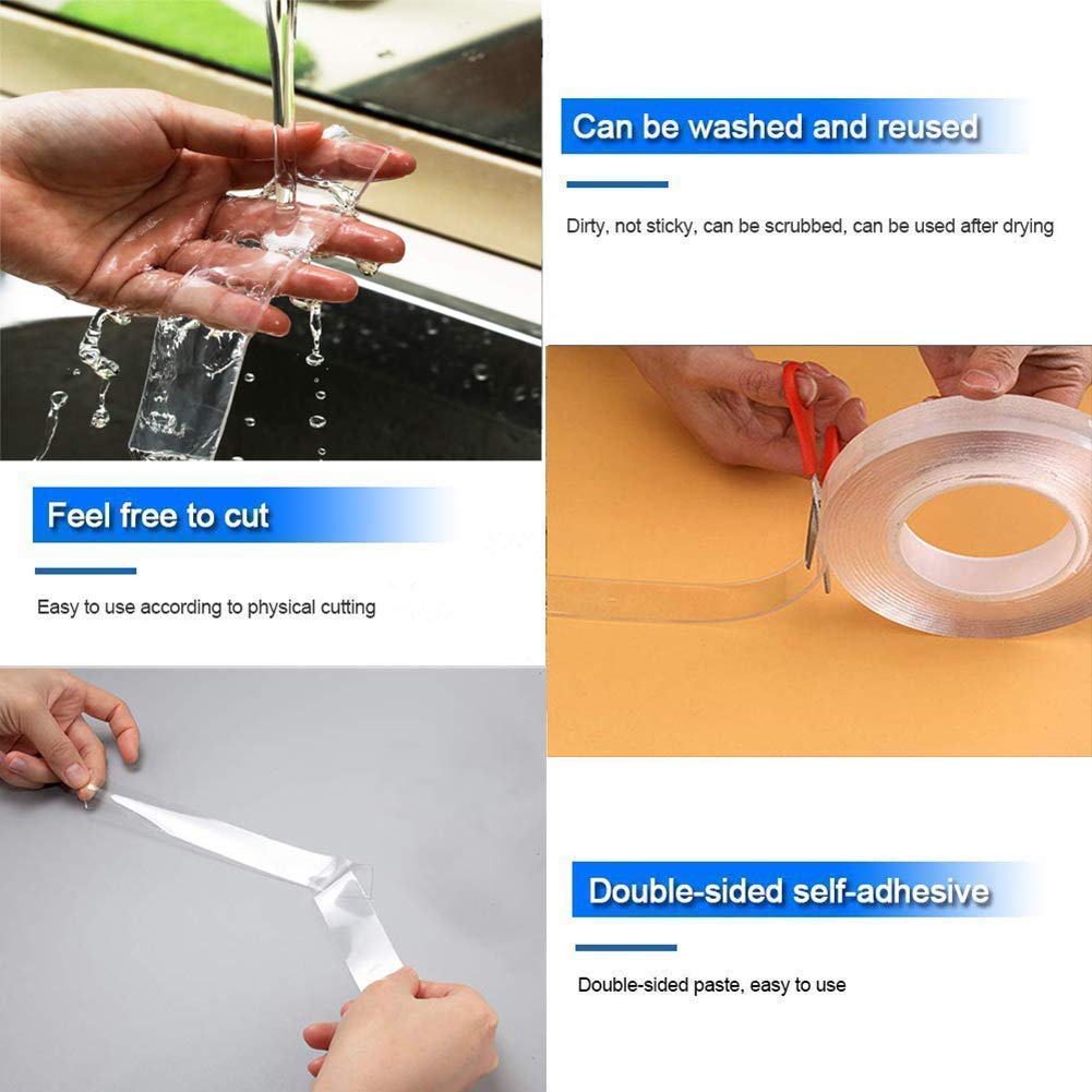 PACK OF 2 Washable Traceless Nano Adhesive Tape