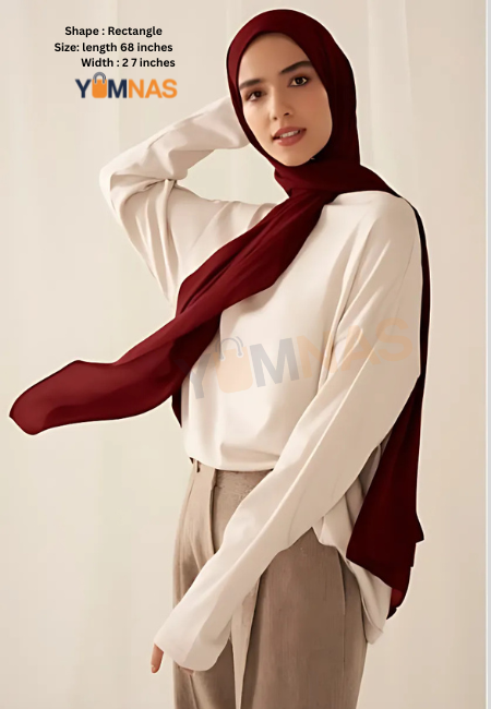 Dark Maroon Luxury Chiffon Hijab for Women & Girls