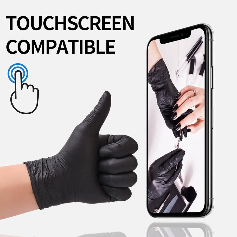 Black Nitrile Gloves Disposable  - Multi-Purpose Disposable Latex & Powder free Gloves, Durable Waterproof & Thickened for Kitchen, Medical, Photoshoot, Cooking, Cleaning & Mechanical Use, Synthetic Rubber, Tear & Chemical Resistant, Box