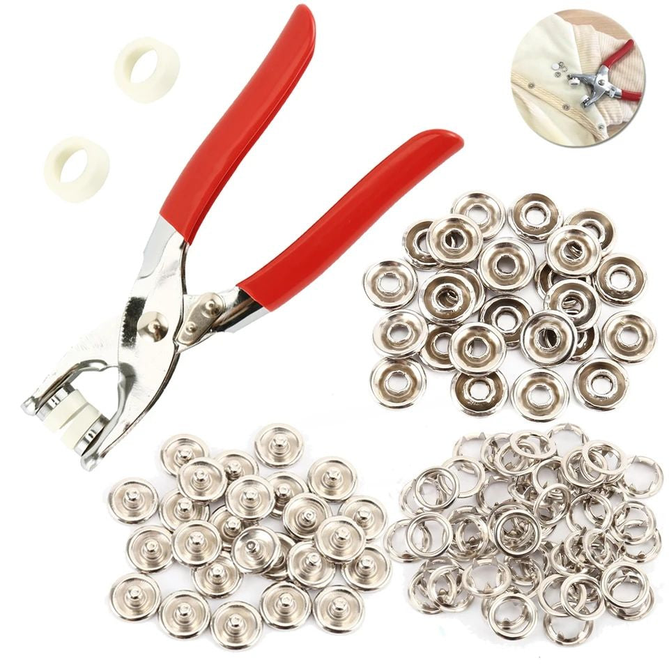 High Quality Metal Snap Buttons Press Plier_9.5mm Metal Sewing Prong Ring Buttons Clip Plier _Diy Button Punch Tool For Baby Clothes_abaya Ring Metal Button Presser Machine Fastener Snap Buttons Kit Tich Button Tool Kit (Homeducts)