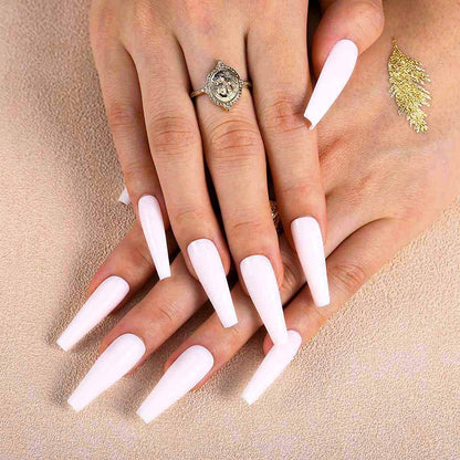 100 pcs Transparent/White Ballerina Fake Nails Coffin/Square/Almond Artificial Nails Medium Size Acrylic Nails for Nail