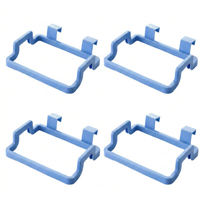 This colorful, plastic, Attach-A-Trash hanging trash bag holder is designed to easily hang over kitchen cabinet doors for convenient waste disposal