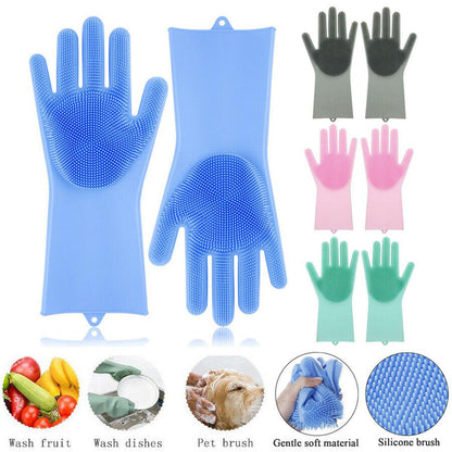 Pro Paki Magic Reusable Silicone Gloves with Wash Scrubber, Heat Resistant, for Cleaning, Household, Dish Washing, Washing the Car