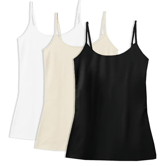 Pack Of 3 Women’s Camisole Top – Soft Stretchy Summer Tank Top | Lightweight Loose Fit Basic Camisole for Layering & Daily Wear