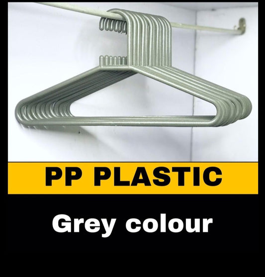 Pack of 12 Hangers - Good Quality Plastic Gray Hangers for Clothes