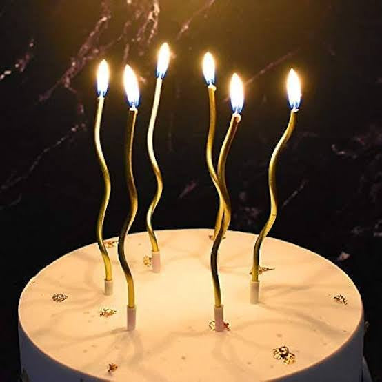 Pack of 6 Curly Candle's Mettalic Twisty Birthday Candles Set Happy Birthday candles For Cake Party Decoration