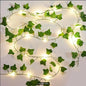 2.5 Meter Pothos Leaf LED String Lights – Battery Operated Artificial Vine Fairy Lights for Home, Weddings, Courtyards, Holidays, and Wall Decor