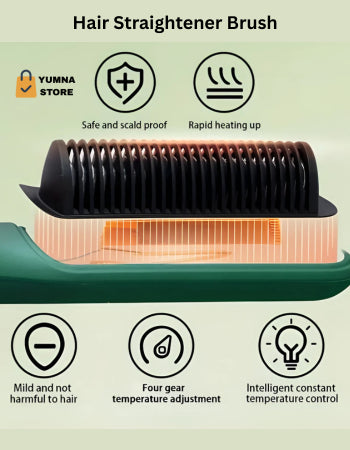 2-in-1 Heated Styling Brush – Anti-Frizz Hair Smoothing & Curling Tool for Home or Trave
