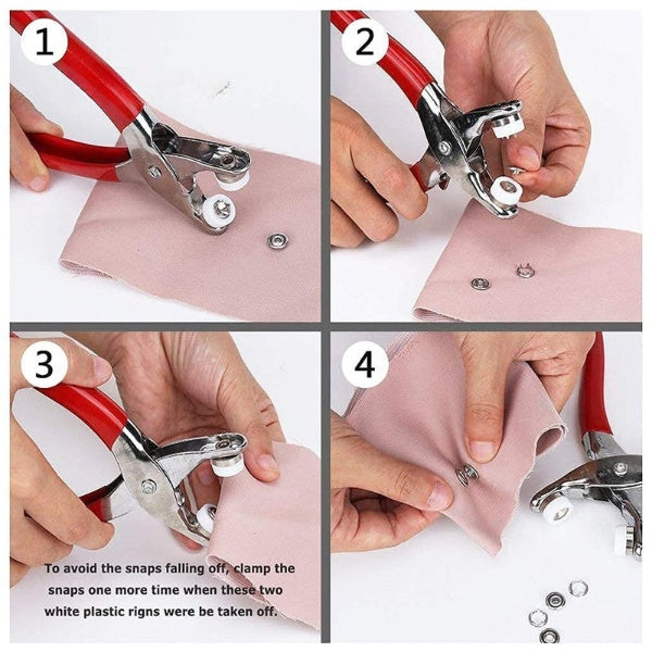 Premium Metal Snap Button Kit with Hand Pressure Pliers – Tich Button Machine Tool Set – 50pcs Durable Sewing Snaps for DIY Crafts, Clothes, Bags & Hats – Easy-to-Use Tich Button Pliers