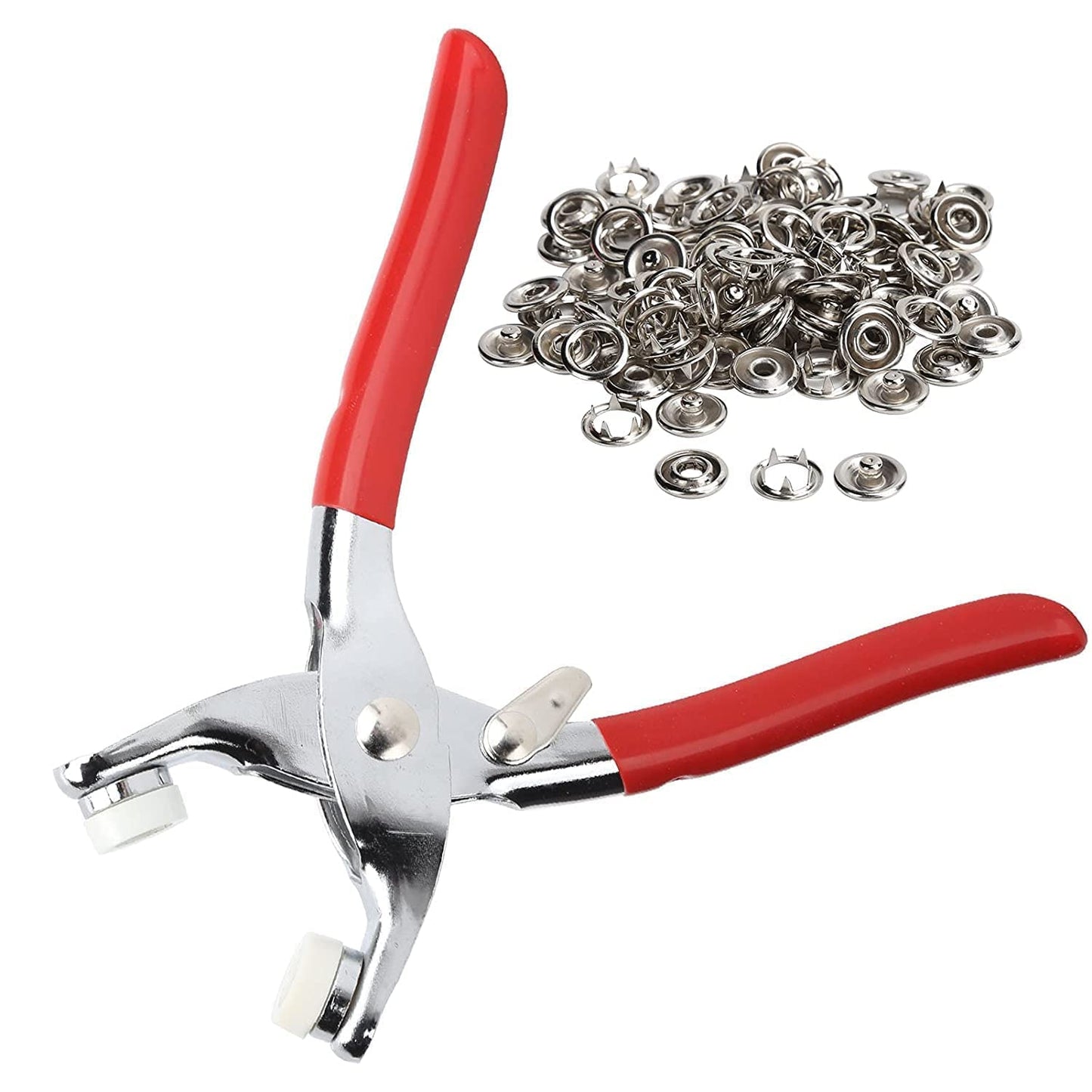 Metal Body Snap Button Kit With Hand Pressure Pliers 50pcs Snaps , Metal Snaps For Sewing, Sewing Snaps For DIY Crafts Clothes Hats.