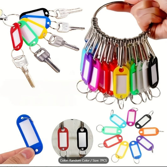 Pack Of 5 Oval Keychain Tags with Key Rings – Writable Color Label Keychains | Key Organizer Tags for Home, Office & Dorm (Random Colors)