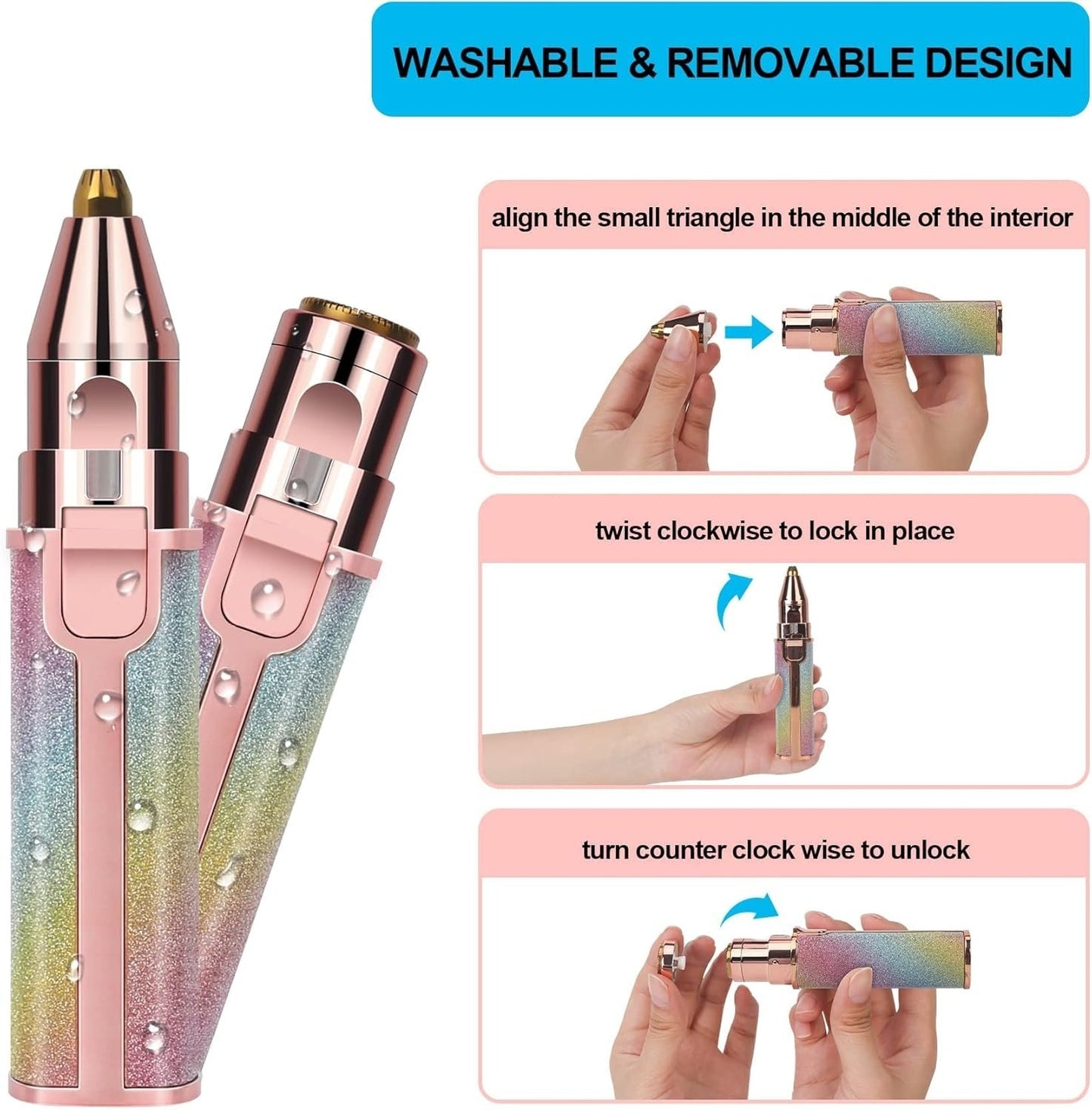 Eyebrow Trimmer 2 in 1 Rechargeable Eyebrow Trimmer Machine, Flawless 2in1 Electric Hair Remover, Facial Hair Removal Device for Women, Portable Precision Eyebrow & Face Hair Removal Tool