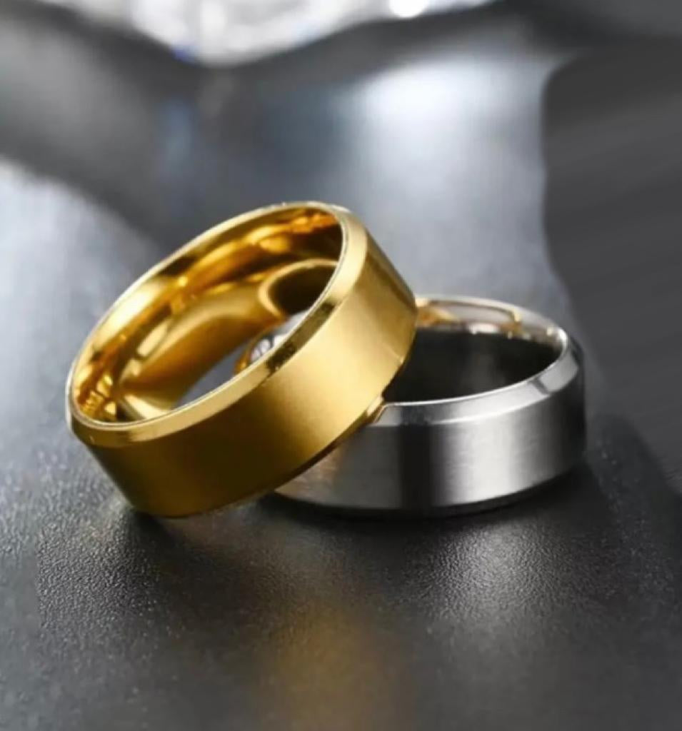 Premium rendom Minimalist Band Rings for Men - Silver & Matte Black