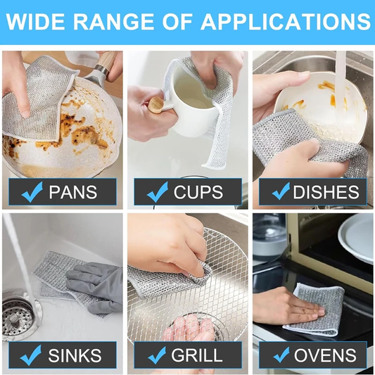 Magic Dishcloth – Metal Wire Cleaning Cloth for Kitchen, Pots & Silver Dish Washing