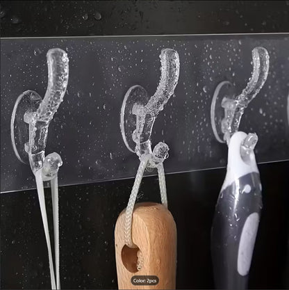 Transparent 6-Row Strong Adhesive Wall Hooks